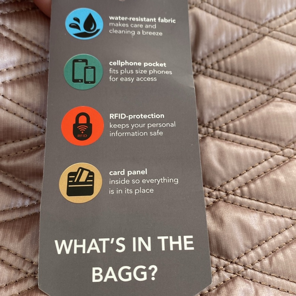 NWT $100 MSRP Baggallini Quilted Tote with RFID Protection - Picture 7 of 10